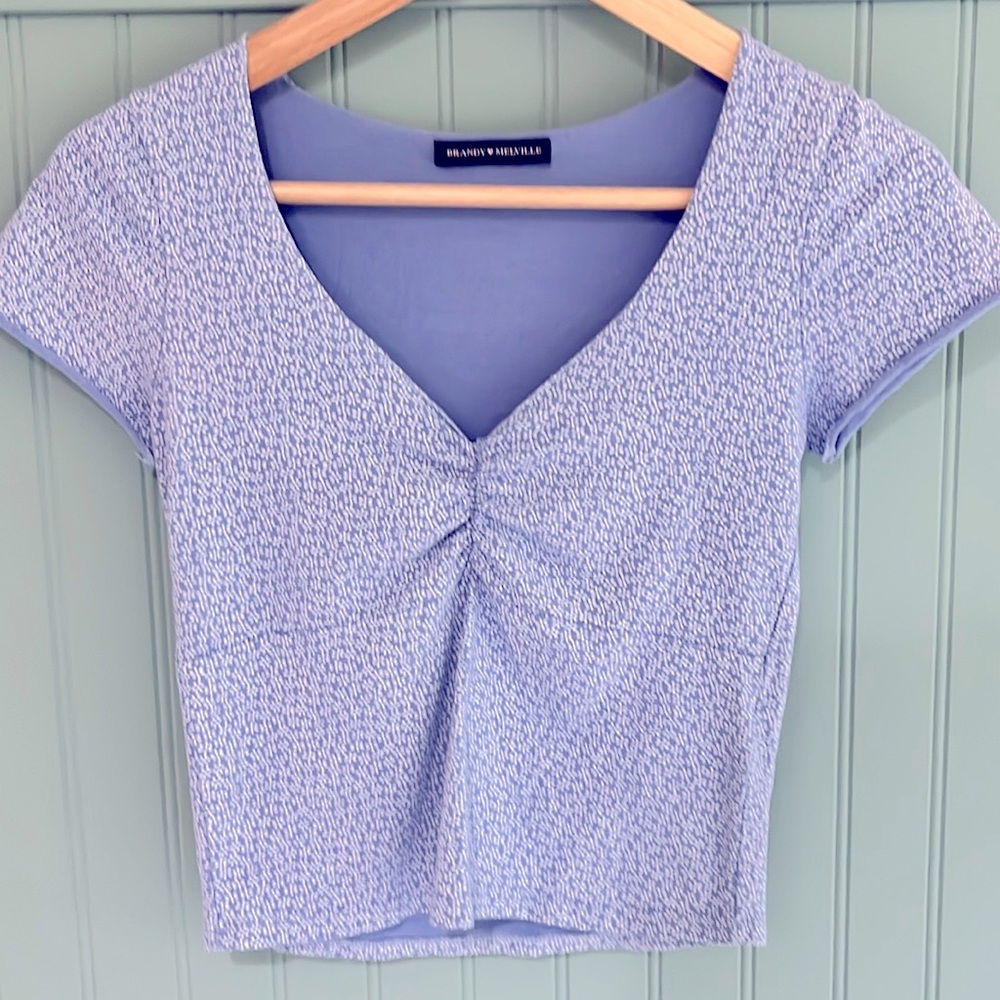 Brandy Melville Blue Floral Gina Top